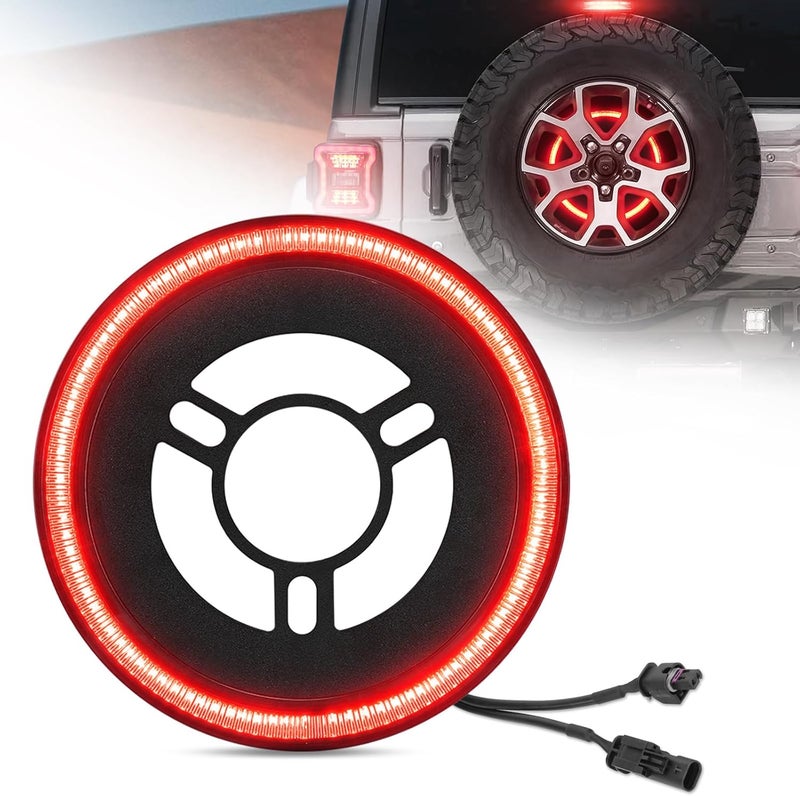 BORDAN Spare Tire Brake Light LED Third 3rd Brake Light for Wrangler JL JLU, Plug-N-Play Rear Ring Wheel Brake Light Compatible with Jeep Wrangler JL 2018 2019 2020 2021 2022 2023 2024 2025 - Image 1